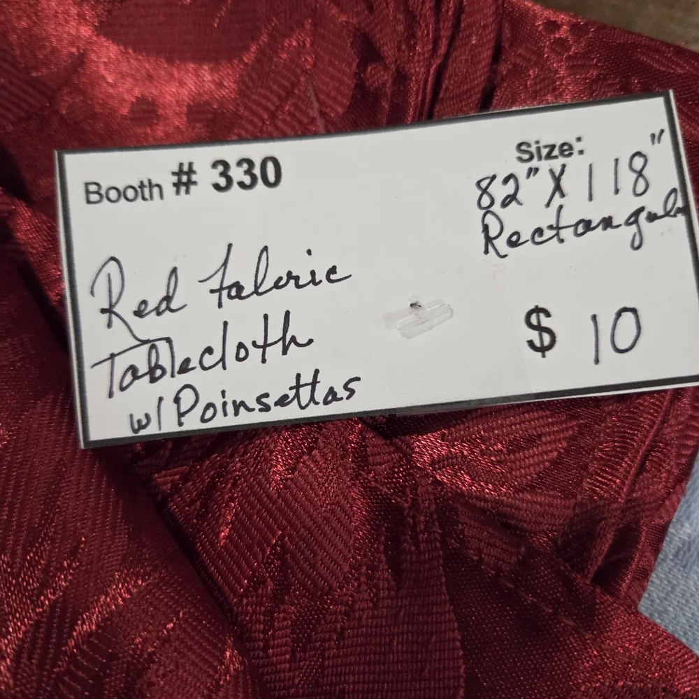 Elegant Red Floral Tablecloth - Picture 2 of 2